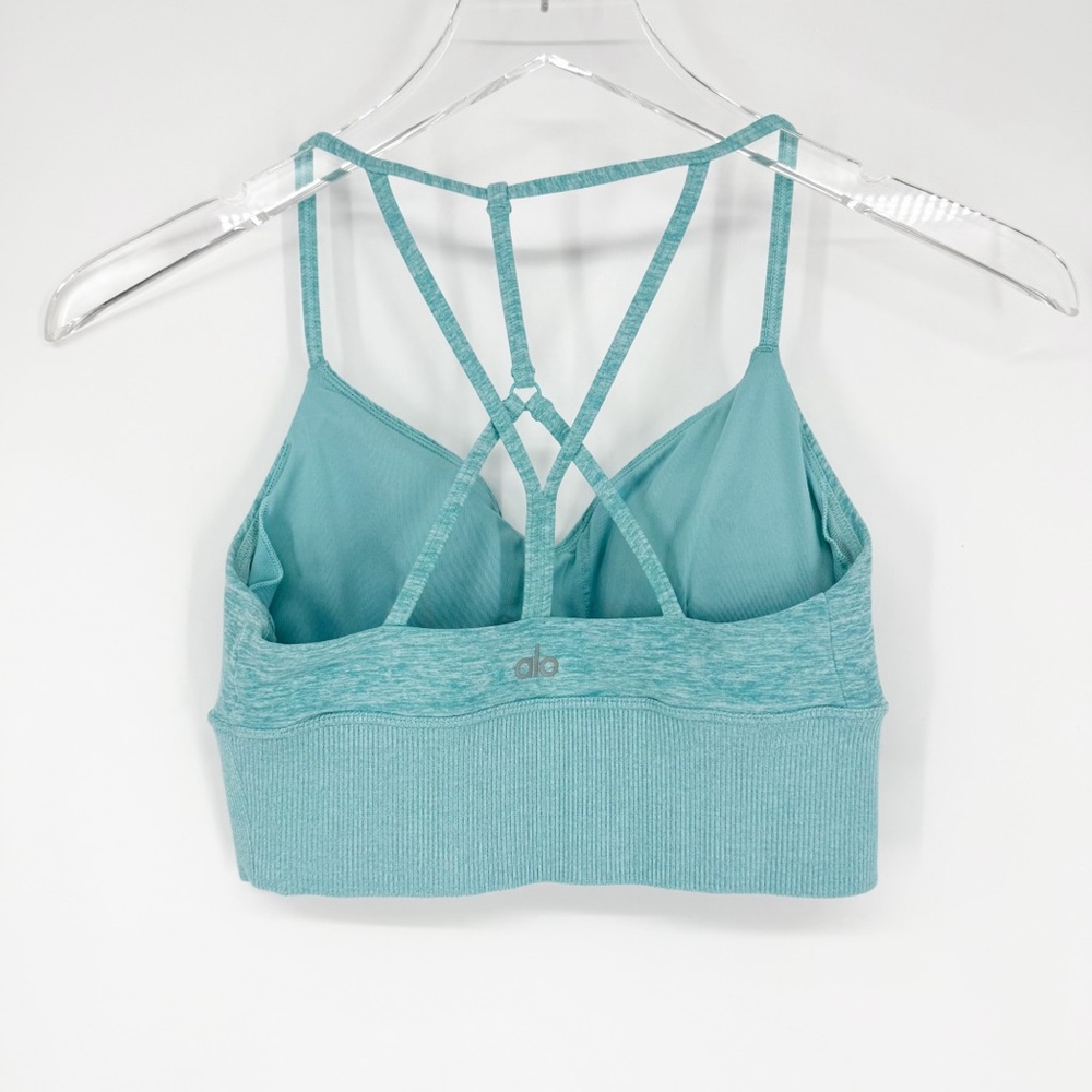 Alo Yoga AloSoft Lavish Strappy‎ Sports Bra XS Blue Quartz Heather - Picture 4 of 6